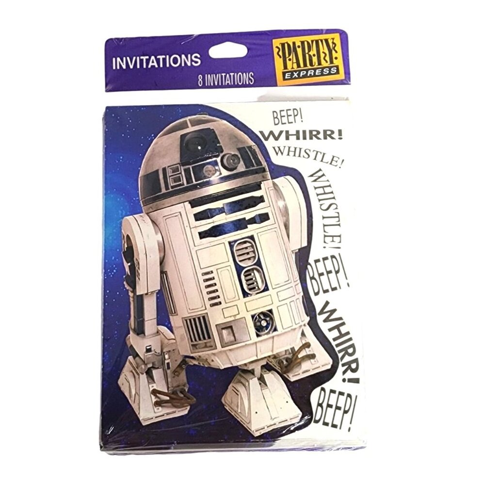 NOS Vintage 1997 Star Wars R2D2 Party Express Birthday 8 Invitations Lucasfilm
